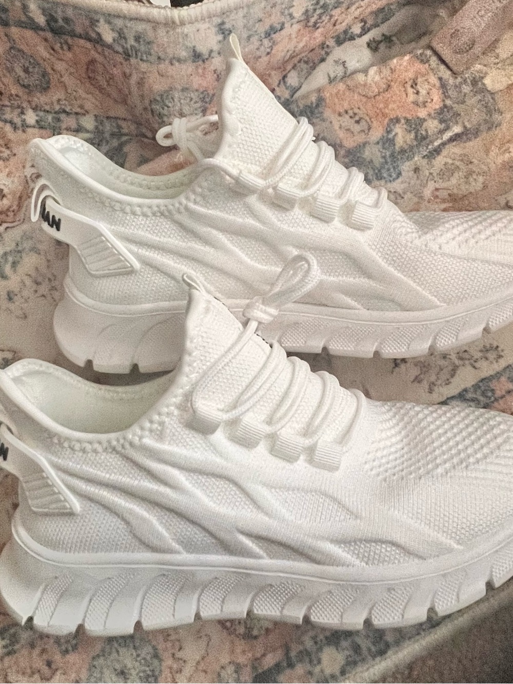 All-White Knit Athletic Sneakers
